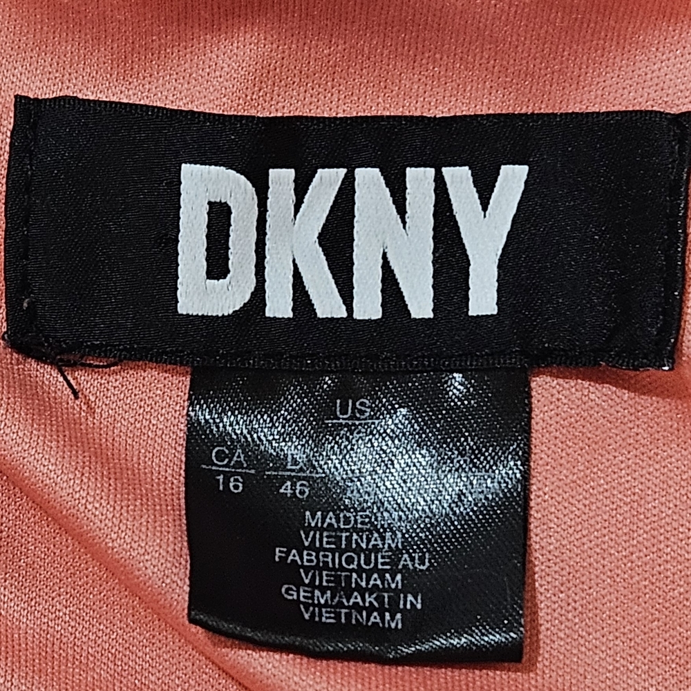 DKNY Coral Orange & White Floral Formal Dress Nordstrom Size 16 NWOT - Picture 6 of 10